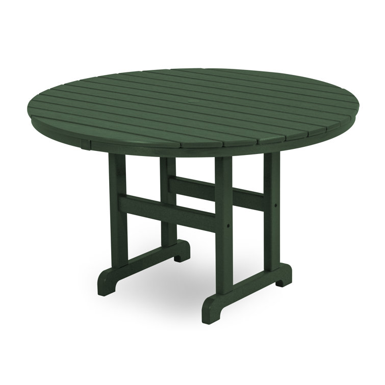 Green POLYWOOD 48" Round Farmhouse Outdoor Dining Table