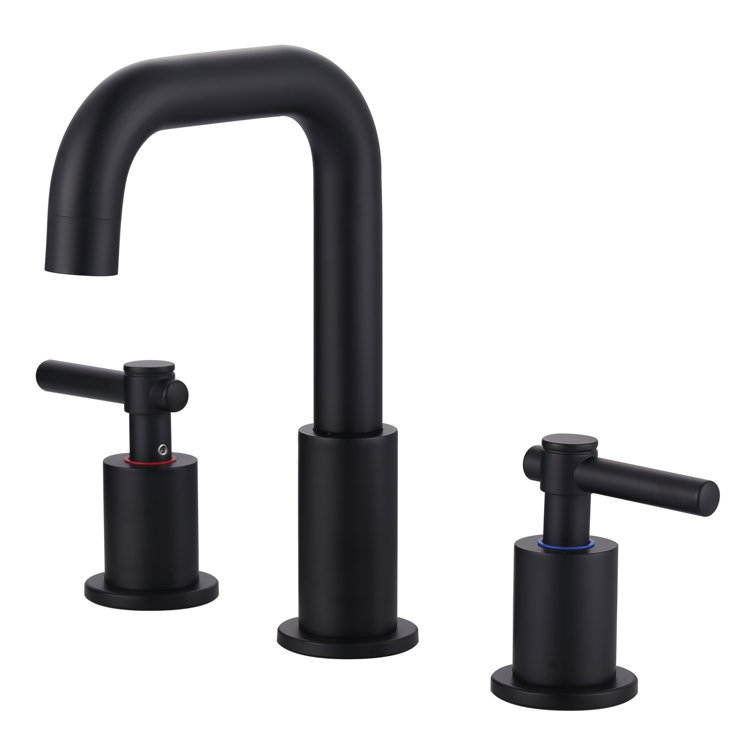 Matte Black Stainless Steel Double Handle Widespread Bathroom Faucet