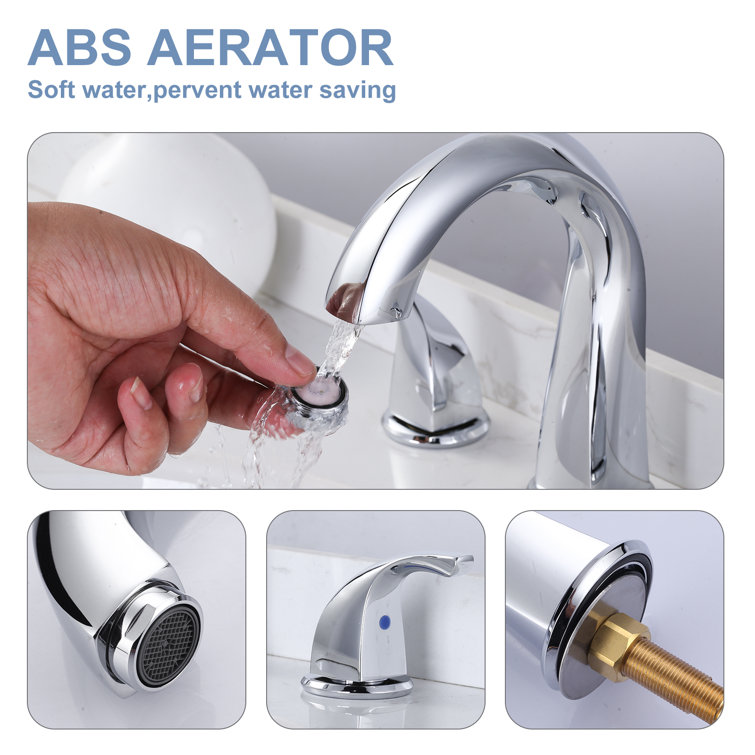 Polished Chrome 8-Inch Widespread Double Handle Bathroom Faucet