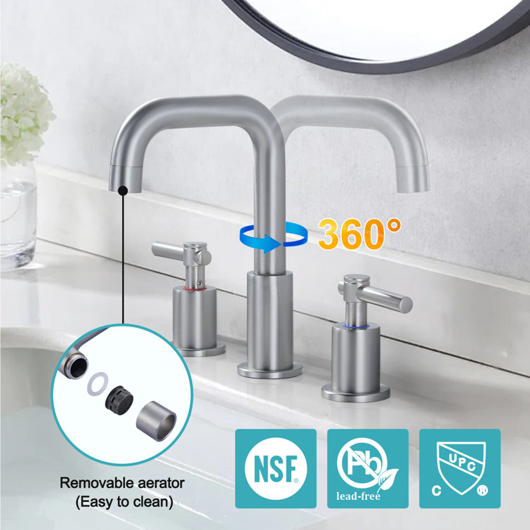 Brushed Nickel 8-Inch Widespread Double Handle Bathroom Faucet