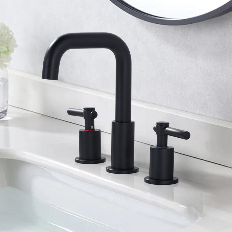 Matte Black Stainless Steel Double Handle Widespread Bathroom Faucet