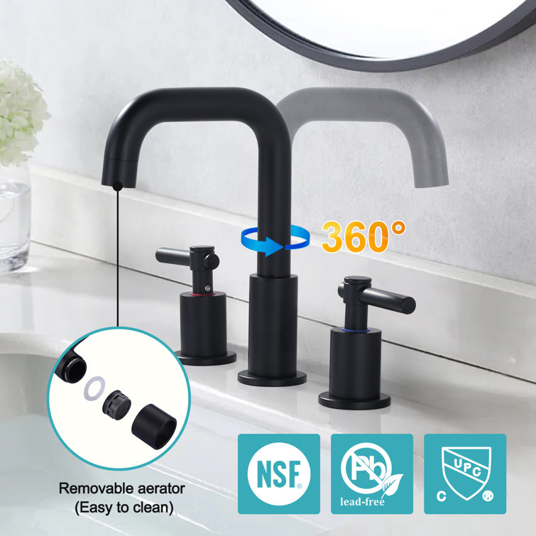 Matte Black Stainless Steel Double Handle Widespread Bathroom Faucet