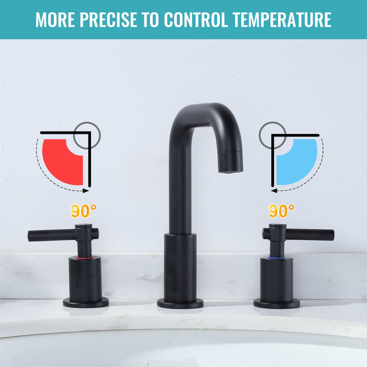 Matte Black Stainless Steel Double Handle Widespread Bathroom Faucet