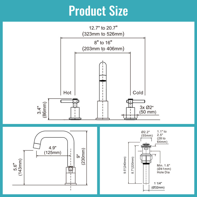Matte Black Stainless Steel Double Handle Widespread Bathroom Faucet