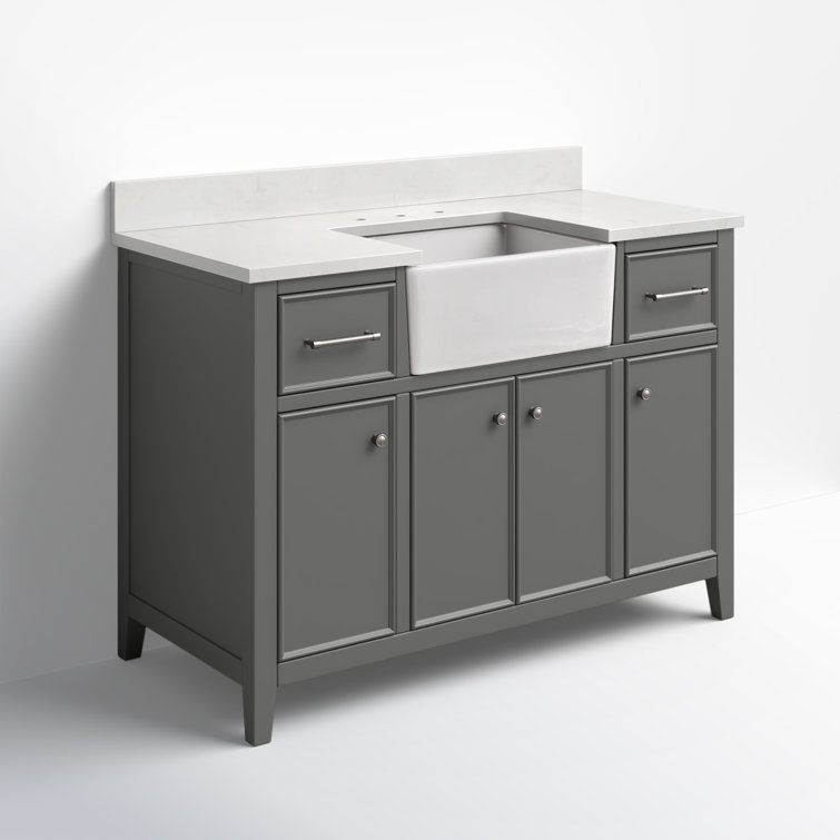 Gray 48'' Single Bathroom Vanity with Stone Countertop
