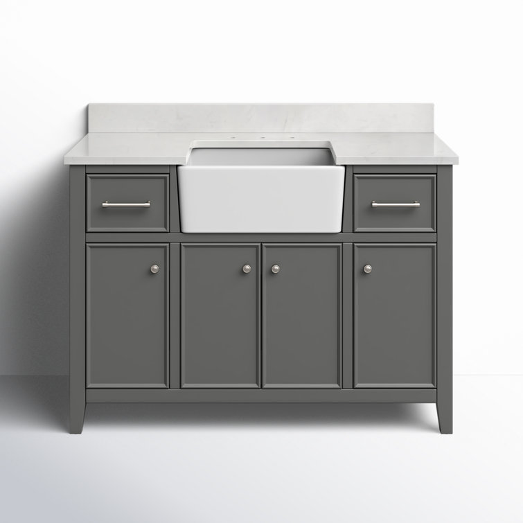 Gray 48'' Single Bathroom Vanity with Stone Countertop