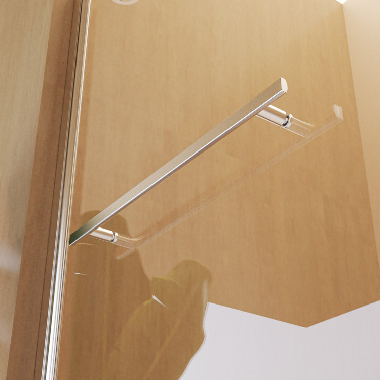 31"W x 55"H Frameless Silver Tempered Glass Bathtub Door