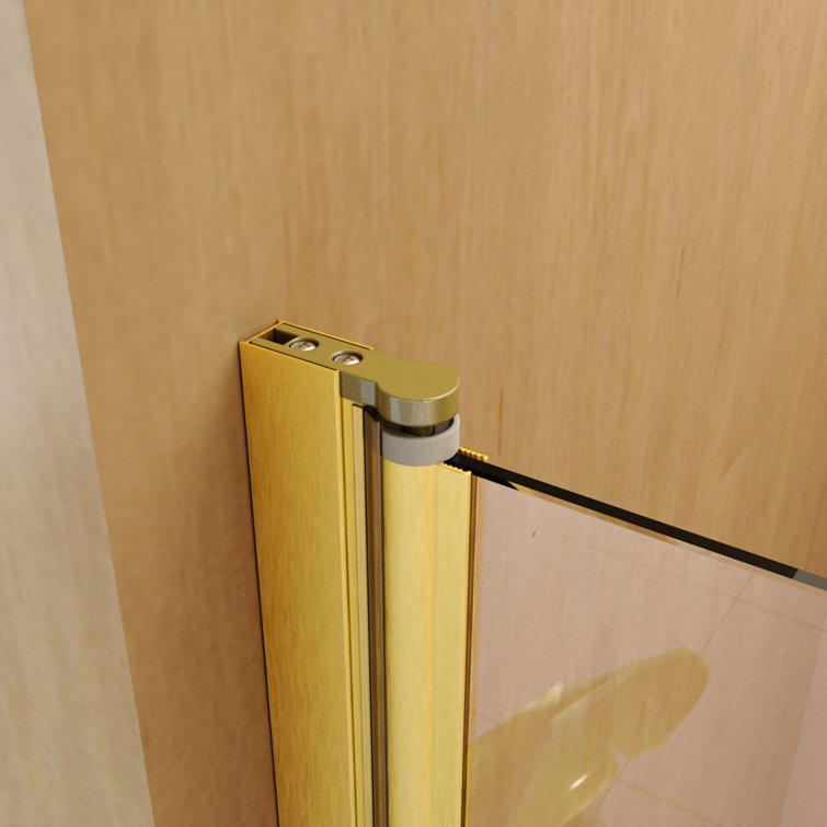 31"W x 55"H Brushed Gold Frameless Tempered Glass Bathtub Door