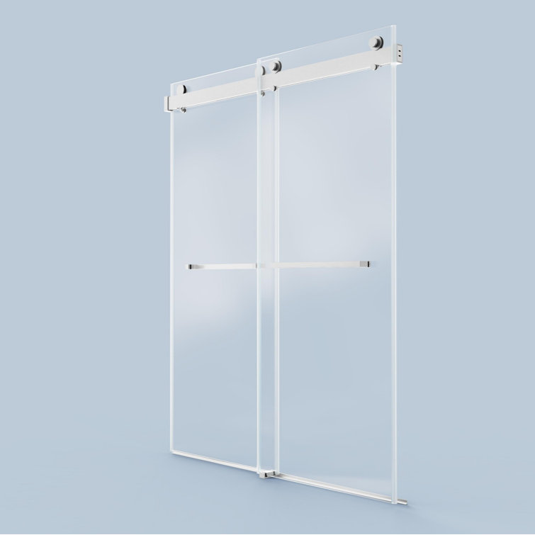 60" W x 76" H Brushed Nickel Frameless Sliding Shower Door