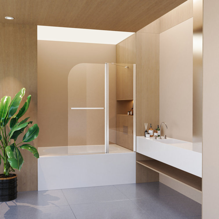 43" W x 58" H Frameless Chrome Folding Shower Doors with Tempered Glass