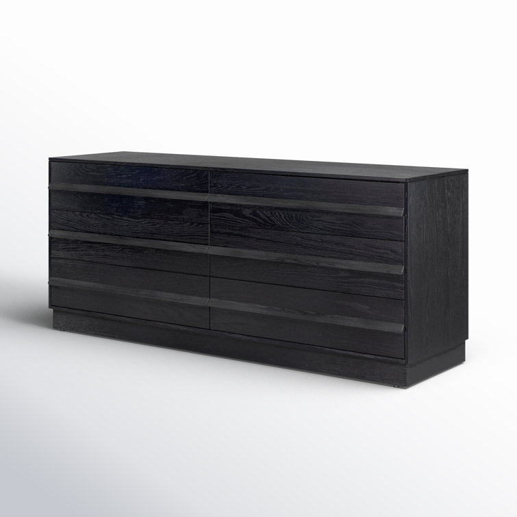 Deirdra Sleek Black Oak Veneer 6-Drawer Dresser with Seamless Handles