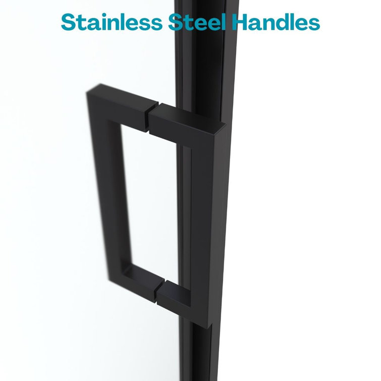 Matte Black Framed Pivot Shower Door with Clear Glass
