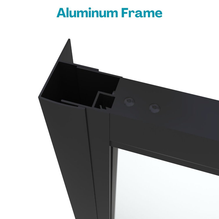 Matte Black Framed Pivot Shower Door with Clear Glass