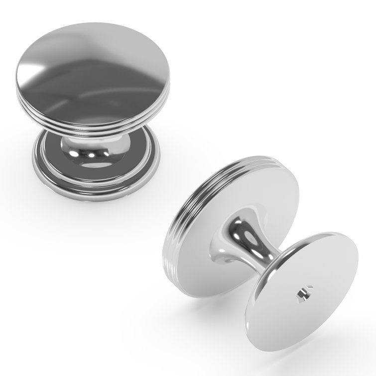 Chrome 1-3/8 Inch Round Modern Cabinet Knob