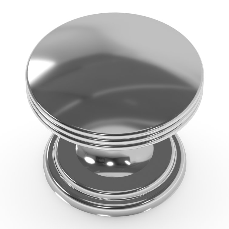 Chrome 1-3/8 Inch Round Modern Cabinet Knob