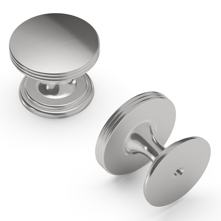 Satin Nickel Round Retro Cabinet Knob 1-3/8 Inch