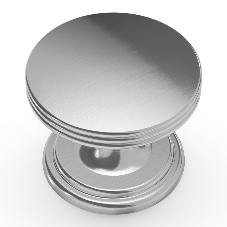 Satin Nickel Round Retro Cabinet Knob 1-3/8 Inch