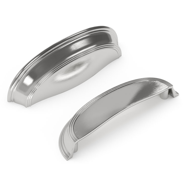 Satin Nickel Brushed Cup Pulls with Mounting Hardware, 10-Pack