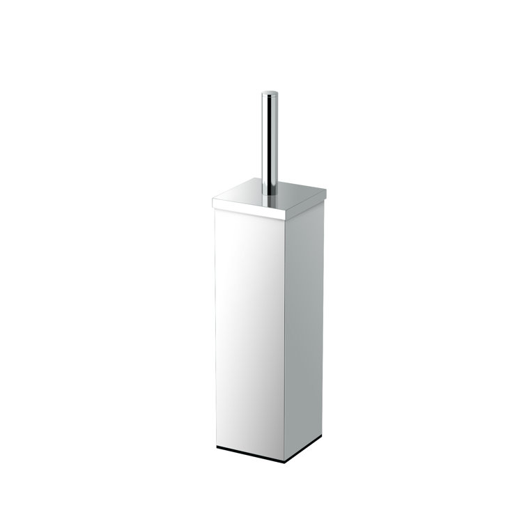 Elegant Chrome Square Toilet Brush and Holder Set