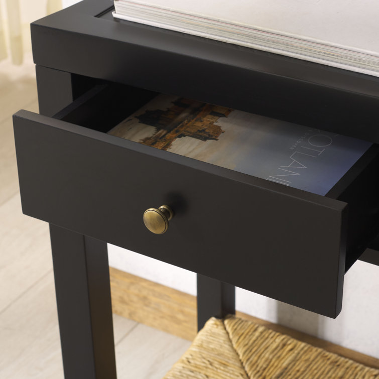 Black Mahogany and Banana Stem Console Table with Storage Shelf