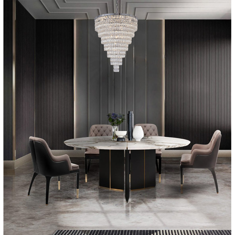 Elegant Chrome 32" Crystal Raindrop 27-Light Chandelier