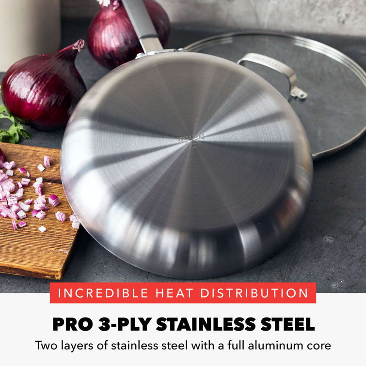 GreenPan 12" Stainless Steel Nonstick Frypan with Glass Lid