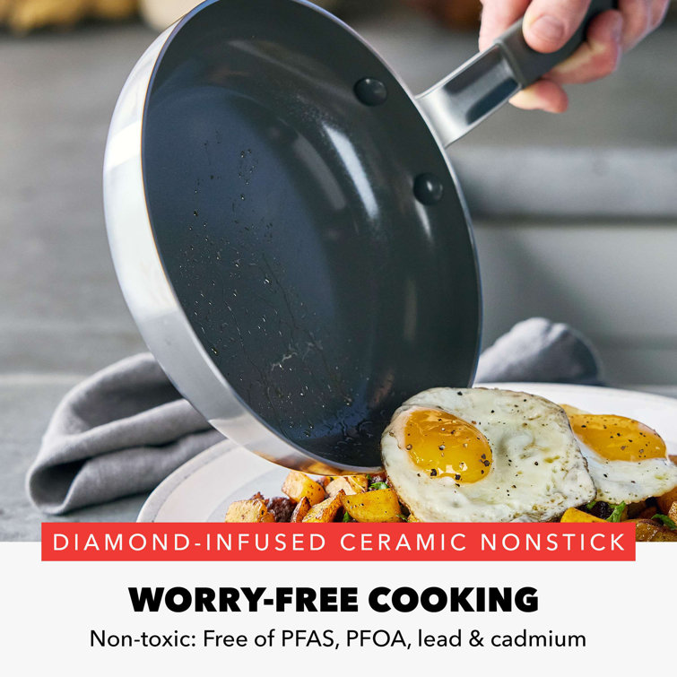 GreenPan 12" Stainless Steel Nonstick Frypan with Glass Lid