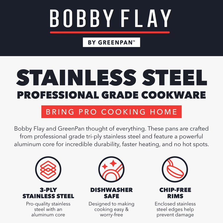 GreenPan 12" Stainless Steel Nonstick Frypan with Glass Lid