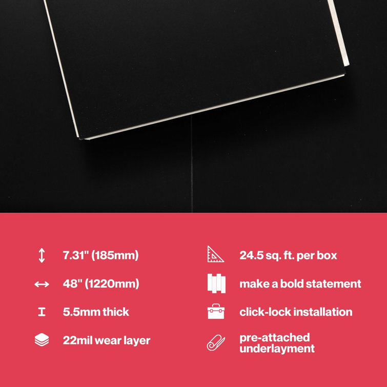 Piano Black Wide Plank Waterproof Luxury Vinyl Flooring