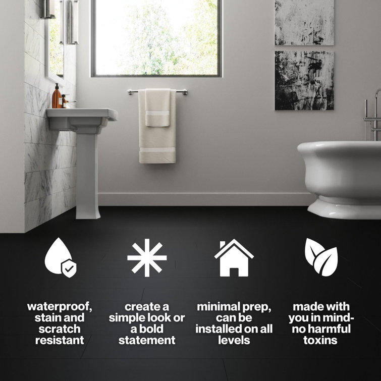 Piano Black Wide Plank Waterproof Luxury Vinyl Flooring
