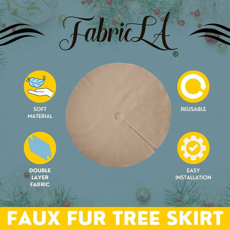 Beige Faux Fur 36" Christmas Tree Skirt