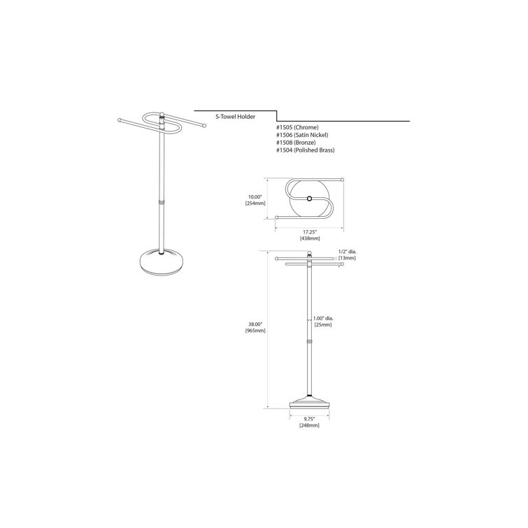 Satin Nickel Freestanding Double Towel Rack with Weighted Base