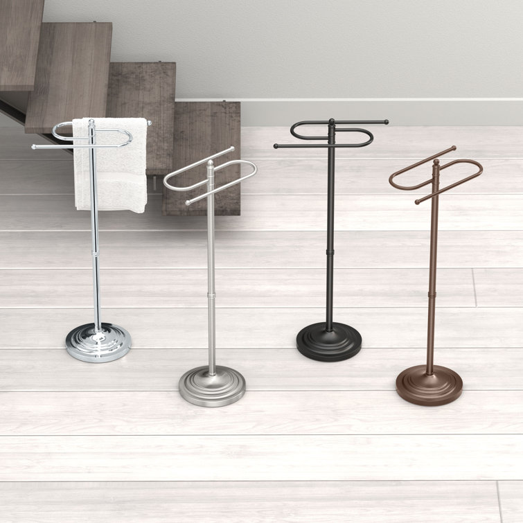 Polished Chrome Freestanding Double Towel Rack with Weighted Base