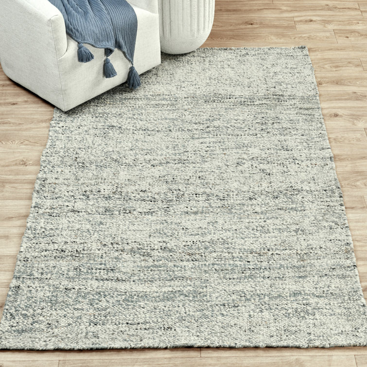 Fog Gray Handwoven Wool Rectangular Area Rug 8' x 10'