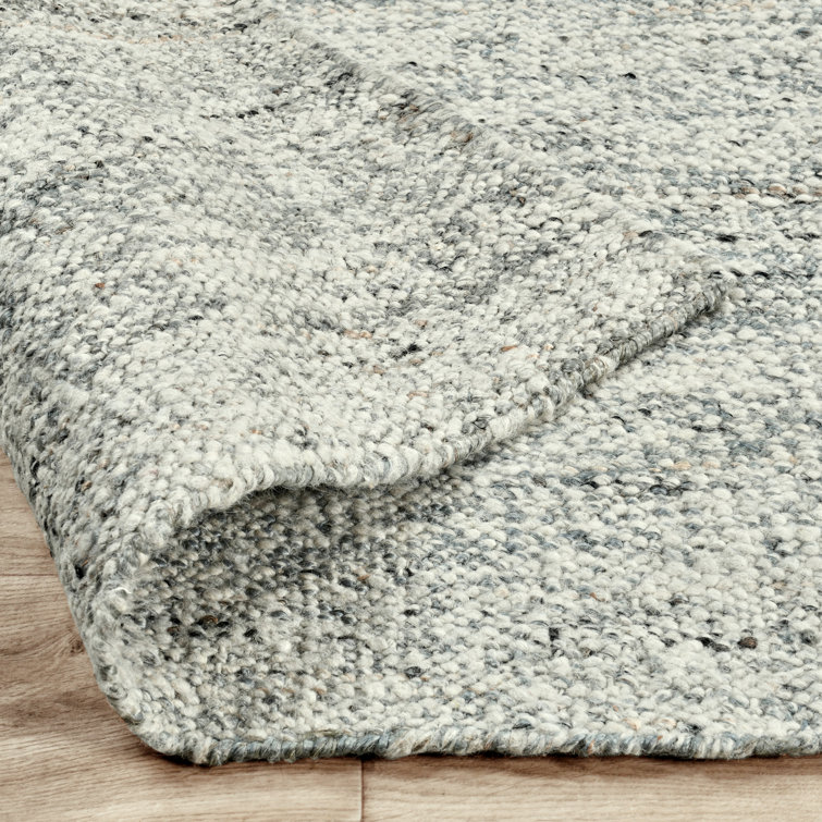 Fog Gray Handwoven Wool Rectangular Area Rug 8' x 10'