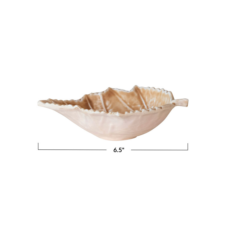 Small Brown Enameled Aluminum Leaf Shaped Dish