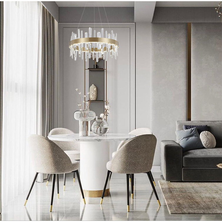 Gold Crystal 24" Plug-in LED Chandelier
