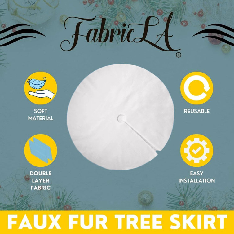 Luxurious White Faux Fur Christmas Tree Skirt, 60-inch Diameter