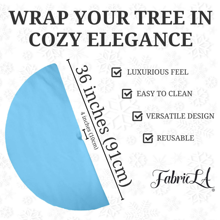 Baby Blue Faux Fur Christmas Tree Skirt, 36-inch Diameter