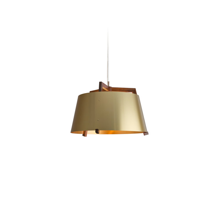 Licht 24" LED Drum Pendant in Dark Stained Walnut with Rose Gold