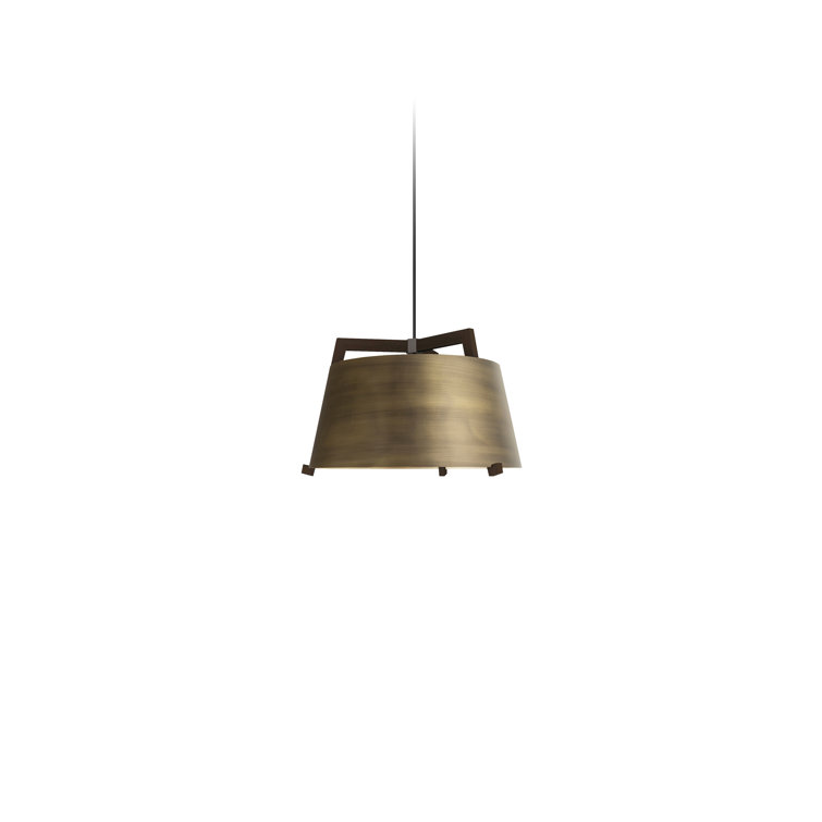 Licht 24" LED Drum Pendant in Dark Stained Walnut with Rose Gold