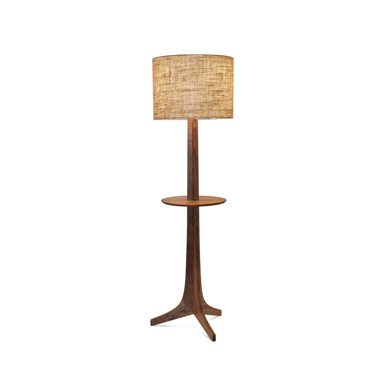Tripod White LED Floor Lamp with Walnut Wood Base