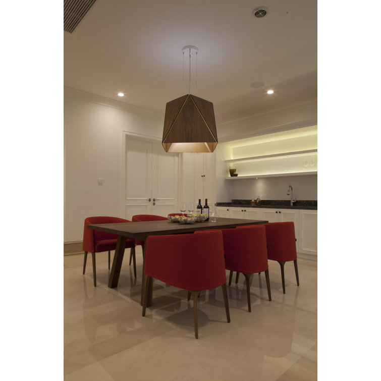 Brushed Brass and Walnut Geometric Pendant Light