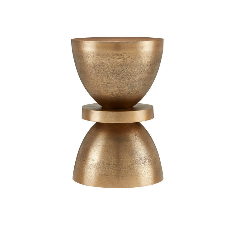 Ivaan Antique Brass Round Metal Accent Table