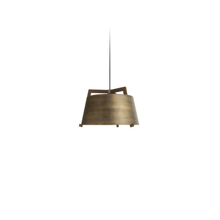 Licht 24" LED Drum Pendant in Dark Stained Walnut with Rose Gold