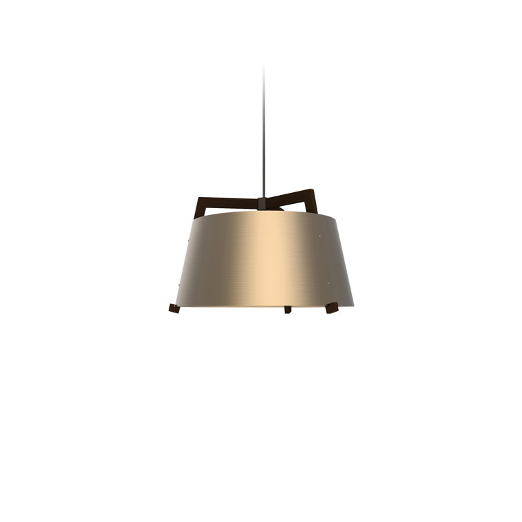 Licht 24" LED Drum Pendant in Dark Stained Walnut with Rose Gold