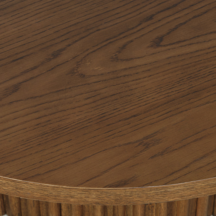 Auden 40'' Walnut Round Fluted Pedestal Coffee Table with Wheels