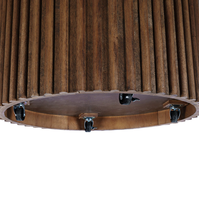 Auden 40'' Walnut Round Fluted Pedestal Coffee Table with Wheels