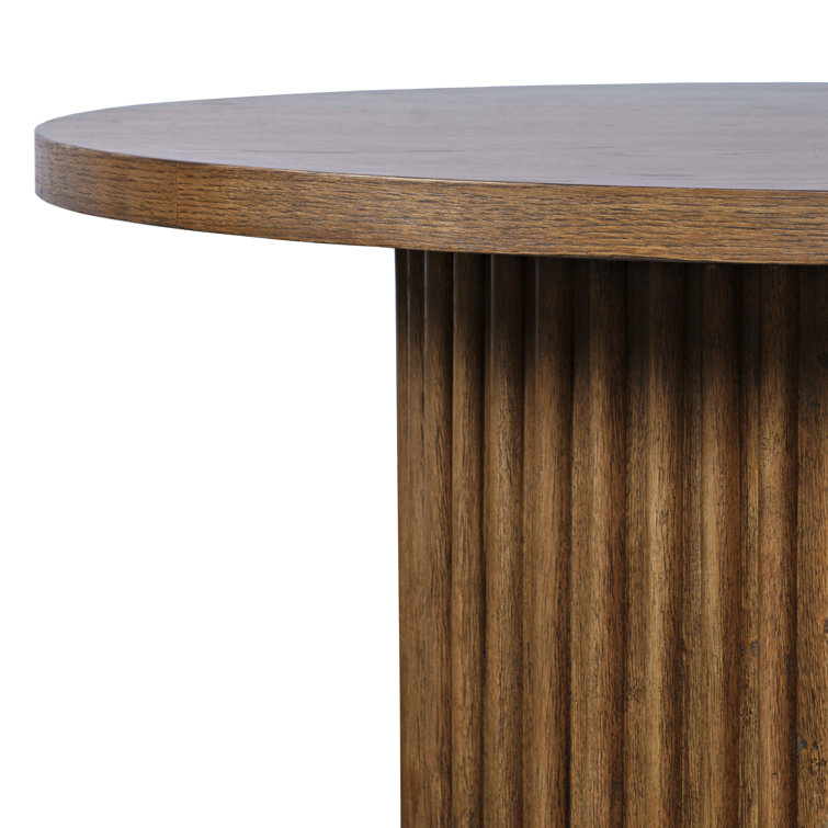 Auden 40'' Walnut Round Fluted Pedestal Coffee Table with Wheels