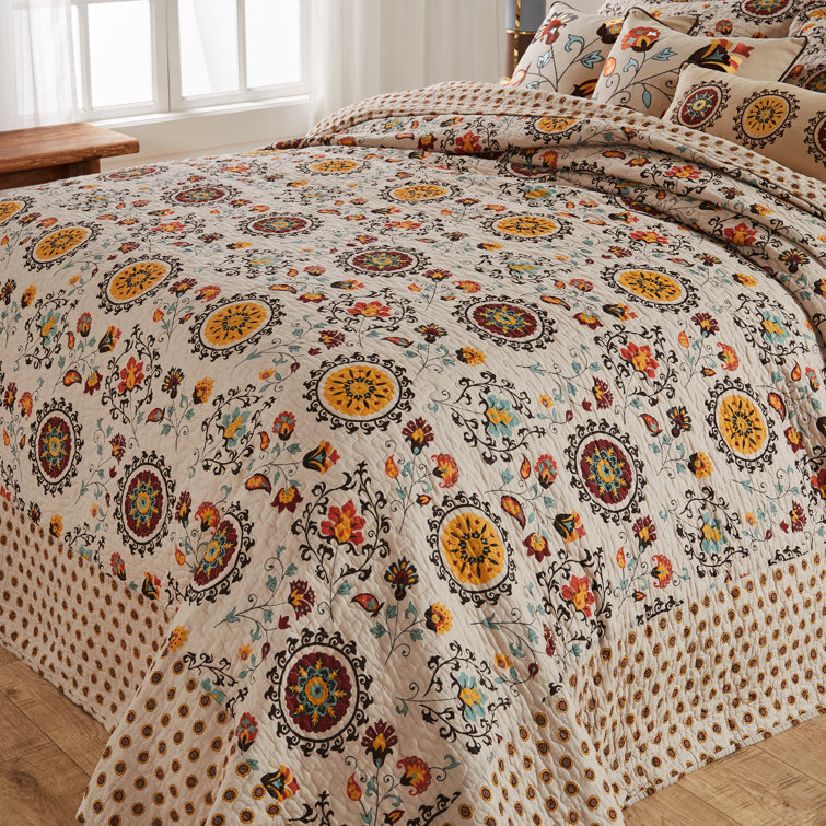 Andorra Full Reversible Cotton Bedspread Set in Brown